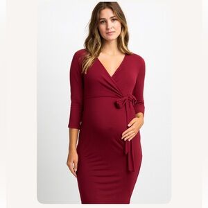 Hello MIZ maternity maroon sweater wrap dress size Large NWT